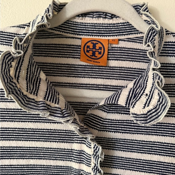 Tory Burch Stylish Striped Lidia Lace Polo Shirt, size XS - Picture 5 of 9